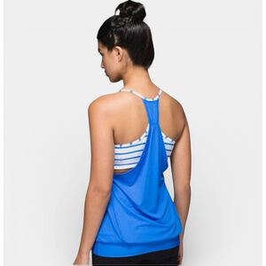LULULEMON No Limits Blue and White Tank, Athletic Top, Sz 4